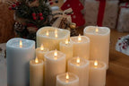3-Wick Flameless Pillar Candle with Remote Timer, 3D Moving Flame Real Wax Led Candles (Ivory with Melty-Look Art Water, 6.5in) - color: Ivory with Melty-Look Art Water