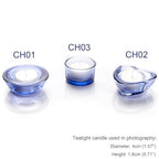 Blue Tealight Candle Holders - Set of 12, Heart-Shaped Chunky Glass Candle Holder, 2.9" Diameter - CH02 - Water Blue - color: Water Blue