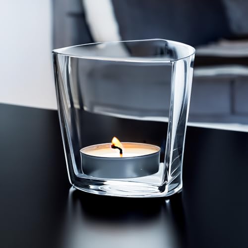 WGVI Clear Glass Tea Light Votive Candle Holder, Width 4", Height 4", Clear Round Triangular Opening, Glass Vase, Floral Container, Small Planter Terrarium, 1 Piece - size: Clear Triangular 4"H