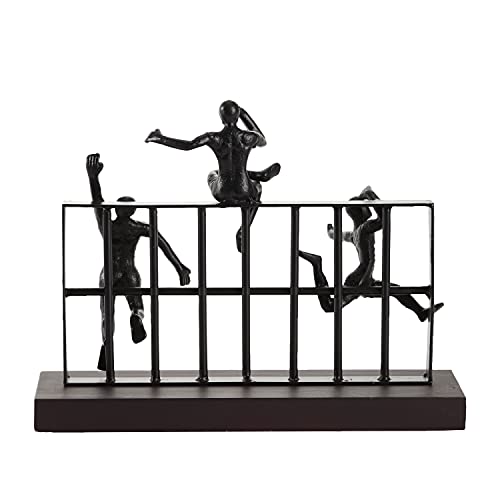 Deco 79 Black Metal Contemporary Sculpture, Climbing 10 x 14 x 9 - size: 14"L x 9"W x 10"H