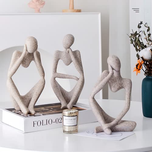 Thinker Statues and Sculptures,Sandstone Resin Thinker Statue Ornaments, Abstract Style Sculptures, Housewarming Gifts, Home Decorations, Living Room Desk Decor (Sandstone) - color: Sandstone