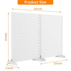 TORACK Pegboard Display Stand for Craft Shows & Fairs, 12 x 16 in Metal Tabletop Pegboard Display with Hooks for Christmas Fair Event(White, Pack of 2) - style: 2-Pack White