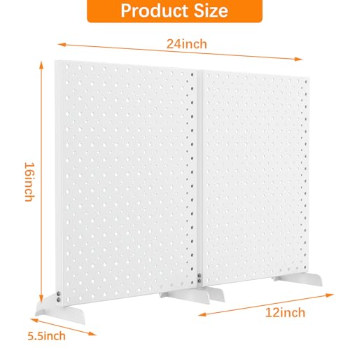 TORACK Pegboard Display Stand for Craft Shows & Fairs, 12 x 16 in Metal Tabletop Pegboard Display with Hooks for Christmas Fair Event(White, Pack of 4) - style: 4-Pack White