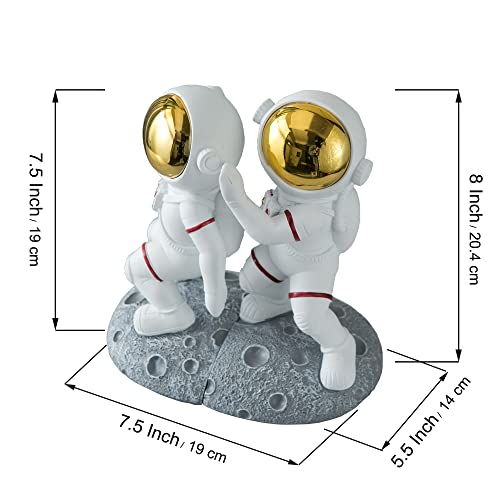 Space Theme Bookends for Shelves, Astronaut Moon Book Ends for Kids Room, Decorative Planet Book Stoppers to Hold Books Heavy Duty, Unique Boys and Girls Gift (Gray) - color: Gray - Astronauts