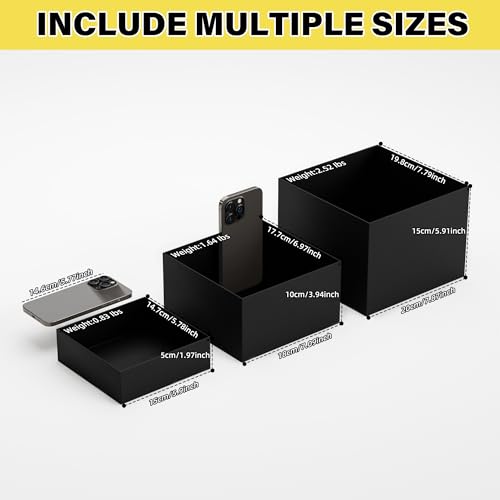 Metal Display Stands for Buffet Table - Black & White Cake Risers, Cupcake Stand for Wedding, Party, Catering Supplies, Elegant Food Risers for Displaywith 3Pcs Hollow Bottoms 6''x7''x8'' - color: Black