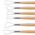 Suiwotin 6pcs Double-Sided Clay Sculpting Tools, Wooden Handle Ribbon Clay Tools, Pottery Trimming Tool, Clay Wire Loop Sculpture Set for Ceramic, Wax Carving Modeling - size: 6pcs-Loop