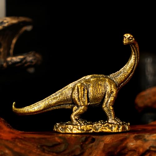 CHOVY Retro Brass Dinosaur Sculpture - Brachiosaurus Figurine in Solid Heavy-Duty Brass, Handcrafted Desk Decor for Office, Study & Unique Gift for Dinosaur and Science Enthusiasts - color: Lianglong