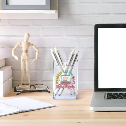 My Brain Has Too Many Tabs Open Acrylic Cosmetic Pencil Pen Holder Cup, Cute Desk Organizer Accessory for Home Office Decor, Funny ADHD Gifts, Humor Sarcastic Work Gifts for Women Coworker Boss - style: My Brain