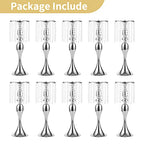 10 Pcs 21.3 inches Tall Crystal Metal Vase Wedding Road Lead Flower Holders Centerpiece Crystal Flower Chandelier Metal Flower Vase for Reception Tables Wedding Supplies - color: Silver, size: 10 x L