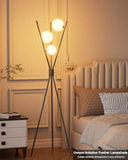 3 Globe Dimmable Tripod Floor Lamp, Mid Century Standing Lamps with 3Pcs 3000K Bulbs Included, Modern Tall Lamp for Living Room Bedroom Office-Black - color: 3 Globe-Black