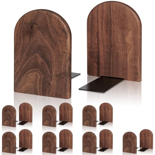 Book Ends,8 Pack Large Bookends Wood Book Ends Universal Economy Bookend (8, Large) - size: Large