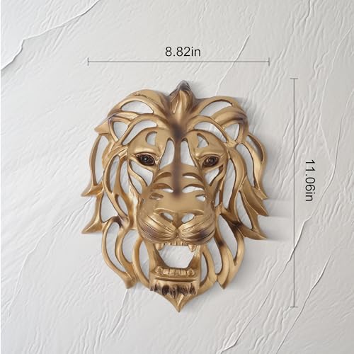 UITWMKTG Gold Animal Head Wall Decor Wall Sculpture Home Decor Statue for Living Room Office Bedroom Modern Decor for Men Women Lion - color: Lion