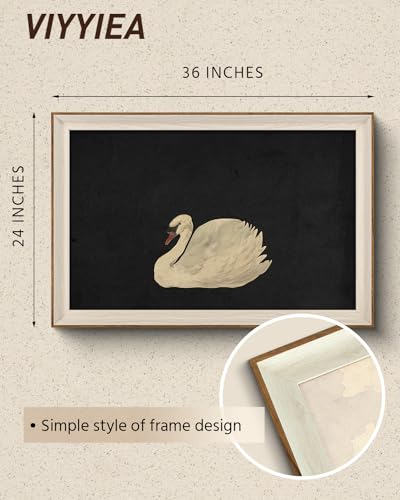 VIYYIEA Framed Wall Art for Living Room, Swan Art Canvas Prints, Vintage Home Decor, Animals Painting Picture, Bathroom Wall Decor Gifts for Friends or Family - 36L x 24W - color: Animal-【Zwaan】, size: 36"L x 24"W