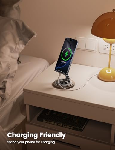 Lamicall Grey Phone Holder, Desk Accessories for Men - Gifts for Mothers Day for Teens, Boys, Girls, Adults & Men Simulated Wood Grain Cell Phone Holder, Office Decor, 4-10” Phones, iPad mini - color: Grey