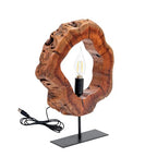 LAPTAIN Wood Table Lamp, Irregular Jujube Tree Wooden Bedside Lamp, Creative Home Decor Table Lamp, Bedside Night Light for Bedroom, Living Room, E12, ON-Off Button, Iron Base - size: Small
