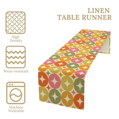 Mid Century Table Runner, Flag Retro Atomic Starburst 1950s Abstract Geometric Space Tabletop Decoration for Home Kitchen Restaurant Table Flag 13x36 Inch - color: Mid Cat-2, size: W13x36L