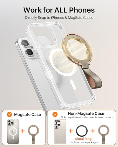 andobil [2026 Premium Leather] Magnetic Phone Grip for MagSafe [Longest Durable] Adjustable Phone Ring Kickstand w/Leather Loop Compatible with MagSafe Accessories&iPhone 17 Air 16 15 Pro Max Greige - color: greige