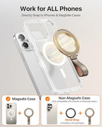 andobil [2026 Premium Leather] Magnetic Phone Grip for MagSafe [Longest Durable] Adjustable Phone Ring Kickstand w/Leather Loop Compatible with MagSafe Accessories&iPhone 17 Air 16 15 Pro Max Greige - color: greige