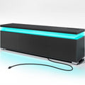 Rolanstar TV Stand with Power Outlet & LED Lights, Modern Entertainment Center for 32/43/50/55/65 Inchs TVs, TV Table, Universal Gaming LED TV Media Stand with Large Storage Cabinet, Black - color: Black