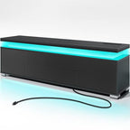 Rolanstar TV Stand with Power Outlet & LED Lights, Modern Entertainment Center for 32/43/50/55/65 Inchs TVs, TV Table, Universal Gaming LED TV Media Stand with Large Storage Cabinet, Black - color: Black
