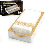 Fete Marble Tray for Bathroom - Guest Towel Holder Tray - 4 x 10 - White Marble - color: Marble Holder