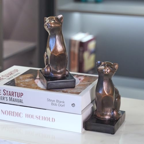 Cat Book-Ends Heavy Duty Decorative-Bookends - Unique Bookend for Books Heavy Duty Antique Book Stopper for Shelf Office Desk Magazine Stand Organizer 2.8 LBS 4.25x2.75x6.75 inches Newman House Studio - color: Cat