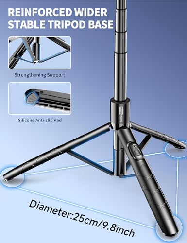Aluminum 71" Phone Tripod, Travel Tripods for iPhone with Remote, Extendable Cell Phone Selfie Stick Tripod Stand Compatible with iPhone 17/16/15/14/13/Android/Camera - color: Black, size: B-[70.47Inch＆Upgraded Aluminum Pole]