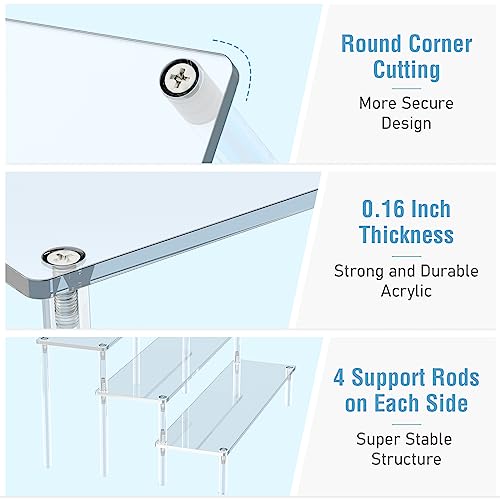 Aredpoook Acrylic Display Risers, 3 Tier Perfume Organizer Stand, Clear Cupcake Stand Holder, Large Shelf Risers for Figures, Dessert Shelves for Party, Display Shelf for Decoration and Organizer