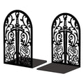 Peacoblue Metal Bookends for Shelves, Modern Decorative Heavy Duty Study Book Support Stoppers for Office, Desk, Shelf, Room 5.3"x4.3"x7.9" Cast Iron Tall Bookends, 1 Pair (Sword with Vine and Rose) - style: Sword with Vine and Rose