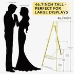 Gold Easel Stand for Wedding Signs,No Assembly Needed-46.7' Heavy Duty Adjustable Wedding Easel with Tool-Free Knobs&Adjustable Chains, Fits Welcome Signs, Posters, Paintings, Events & Art Displays