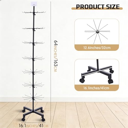 Ripeng 2 Pcs 7-Tier Rotating Retail Display Stand Display Rack for Earring Keychains Jewelry Vendor Events and Stores Movable Adjustable Shop Spinner Black Ornament Holder - color: Black, size: 7 Tier