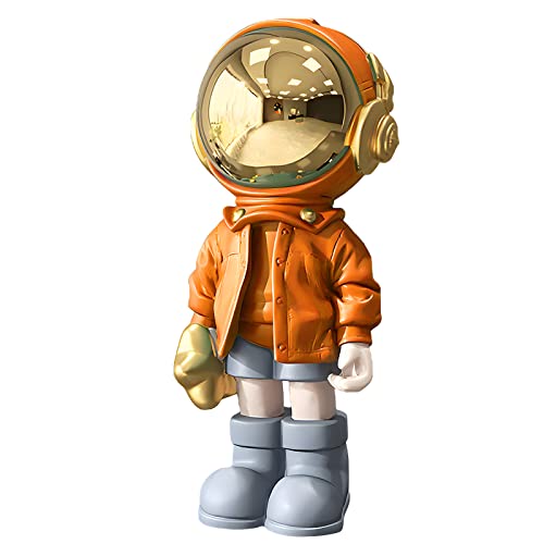 Dosker Astronaut Statues Spaceman Sculpture Polyresin Arts Gifts Orange Figurine Ornament Room Decor for Men,Home and Crafts Desktop Accessories Tabletop Decoration, Living Room, Office, Bookshelf - color: Orange, size: Large