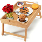 Home-It Bed Table Tray with Folding Legs - Bamboo Breakfast Tray with Handles for Bed, Sofa, Eating and Laptops, Snacking and Working