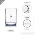 WGV Cylinder Vase, Width 8", Height 12", Clear Wide Large Diameter Flower Glassware, Floral Container, Planter Terrarium for Wedding Party Event, Home Accent Decor, 1 Piece - size: 8"x12"H