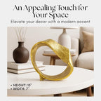 Twisted Hammered Ring Decorative Object – Aluminum Loop Sculpture & Statue Modern Home Decor Accent – Shelf Styling & Coffee Table Decor for Office & Living Room – 8", Gold - size: 7"