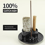 Palo Santo Sticks Holder, Multi-Purpose Handmade Ceramic Incense Burner for Palo Santo Incense Sticks, Sage Holder for Burning, Ash Catcher Tray for Meditation Yoga Room (Black) - color: Black