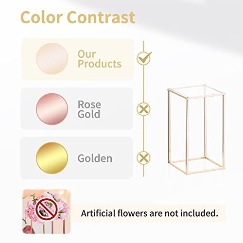 NUPTIO Gold Metal Rectangular Vase, 2 Pcs 15.75 inches Tall, Elegant Floral Centerpiece for Wedding, Housewarming, Mother's Day, Birthday, Anniversary, Party Decorations - size: 15¾ inch Tall