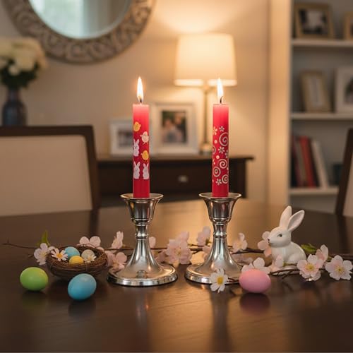 Rely+ Silver Candle Holder Set of 2 - Decorative Taper Candle Stick Candle Holder Candlestick Holders for Taper Candles Home Decor Modern Easter Candle Holders for Dinner, Party - color: Silver