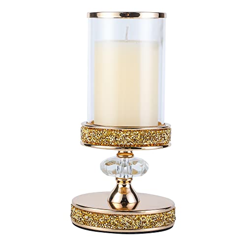 Candle Holder, Pillar Candle Holders, Crystal Candlesticks Holder for Wedding, Parties, Events, Chirstmas,Home Decor, Table Centerpieces CH028D (S) - size: Gold ( S )