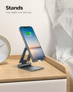 Nulaxy Dual Folding Cell Phone Stand, Fully Adjustable Foldable Desktop Phone Holder Cradle Dock Compatible with iPhone 17 16 15 14 13 12 11 Pro Max Xs Xr X 8, Nintendo Switch, All Phones - Gray - color: D-Grey