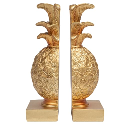 Creative Co-Op Pineapple Shaped Gold Resin Bookends (Set of 2 Pieces)