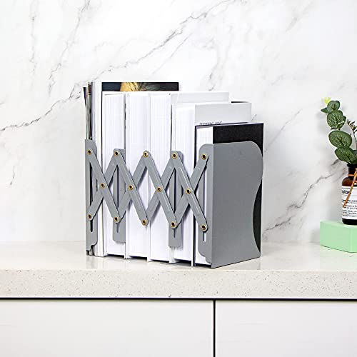 Aobopar Book Ends, Bookends for Shelves, Book Organizer for Desk, Metal Bookends for Heavy Books, Book Holders for Shelves, Suitable for Office, Home and School Use (Grey) - color: Gray