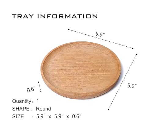 Small Mini 5.9" Round Wooden Tray - Serving Tray for Kitchen, Coffee Table, Charcuterie Board, Home & Farmhouse Decor, Coasters, Countertop Organizer, Rustic Plates for Food & Drinks - color: 5.9"-round-1 Tray