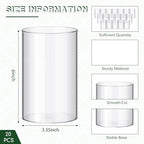 Vesici 20 Pcs Plastic Cylinder Vase Acrylic Cylinder Vase Bulk Small Clear Flower Container Hurricane Candle Holder Round Wide Container Centerpiece for Home Office Wedding Decorations (6 Inch) - size: 6 Inch