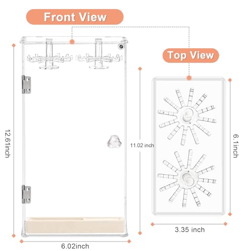 Necklace Holder, Acrylic Jewelry Organizer with 24 Hooks, Rotation Clear Necklaces Pendant Display Case Stand, Dust-proof Velvet Tray Hanging Rack Storage for Earrings Rings
