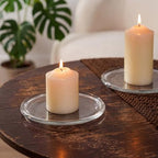 NUPTIO Glass Candle Plate for Home： Set of 2 Large Pillar Candle Tray - 7 inch Diameter Round Candle Dish for Home Wedding Party Easter Table Centerpiece - size: Large-2Pcs