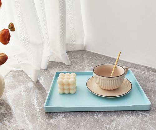 Blue Serving Tray (11.8 x 8.7 inch) for Serving Accessory, Spa, Coffee, Drinks, Wine, Tea, Bar, Party, Seasoning, Perfume and Display Use. - color: Blue-1 Tray, size: 11.8" x 8.7" x 0.8"