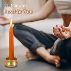 Mini Taper Candle Meditation Candles,Pumpkin 20 Minute Prayer Candlestick Dripless Beeswax Candles with Brass Candle Holder for Yoga & Spiritual Rituals,30-ORABRO - color: MCBEE30PC-ORABRO