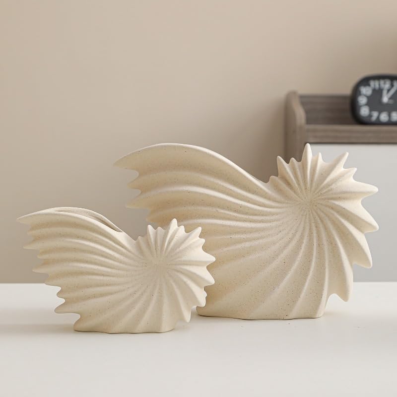 White Ceramic Vase – Nordic Minimalist Unglazed Stoneware Flower Vessel, Living-Room Centerpiece, Boho-Soft Furnishing Accent (10 Styles (Small)) - color: 10 Styles (Small)