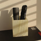 Natural Light Green Onyx Toothbrush Holders for Bathroom, Marble Makeup Brush Holder Countertop Organizer - color: Light Green Onyx